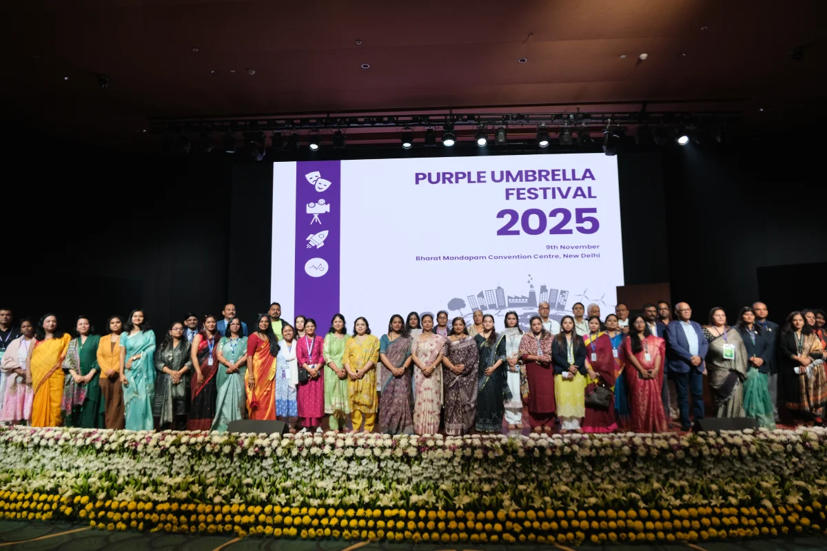 Purple Umbrella Festival 2025 participants at Bharat Mandapam